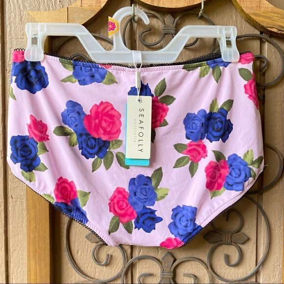 SEAFOLLY LOLA ROSE HIGH WAISTED LACE UP SIREN SWIM PANT 14 SORBET NWT - Picture 12 of 13